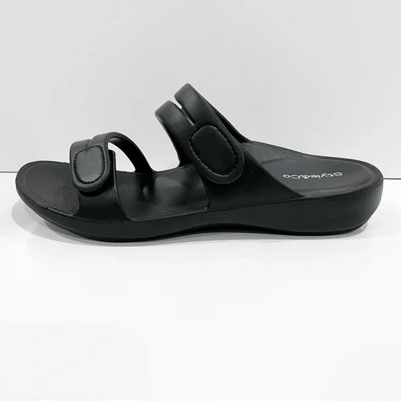 Style & Co Jessaa Double Band Slide Sandals EVA Adjustable Strap Black 9 NEW - Picture 7 of 10